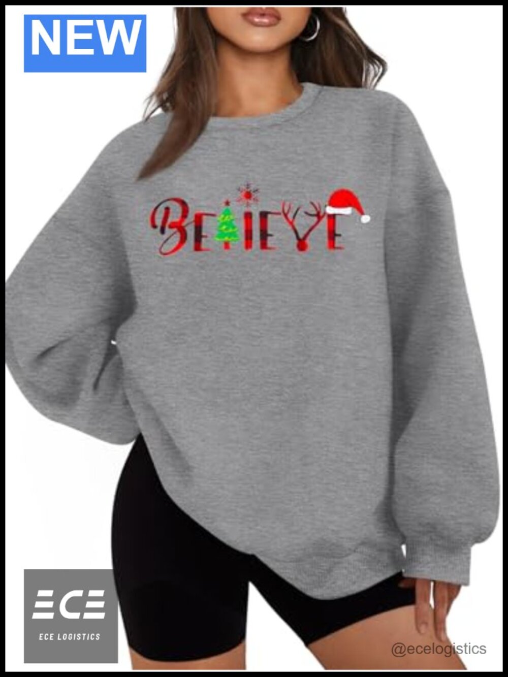 Women's Believe Christmas Shirt Long Sleeve Plaid Tree Graphic Tee Holiday Top
